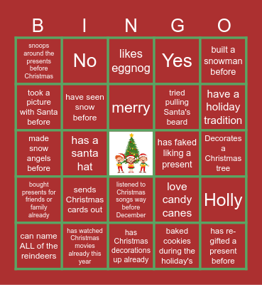 Virtual Holiday Bingo Card