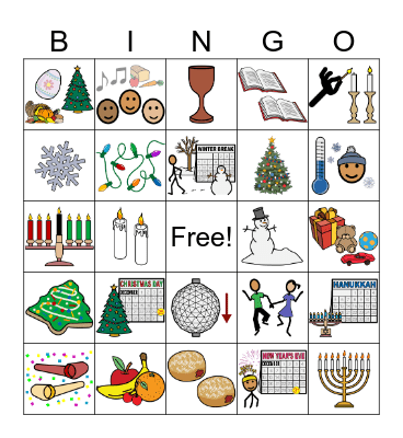 December Holidays Bingo Card