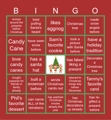 Virtual Holiday Bingo Card