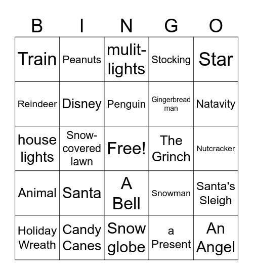 Lights Bingo Card