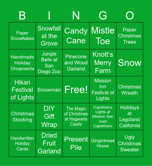 SoCal Bingo Card