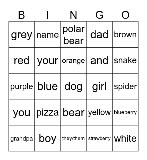 ASL Bingo Card