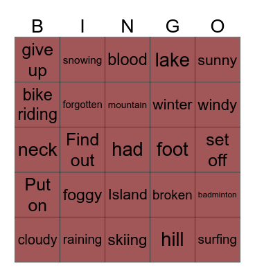 Unit 10 y 11 Bingo Card