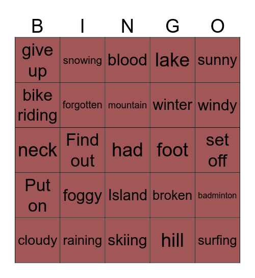 Unit 10 y 11 Bingo Card