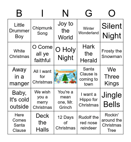 Holiday Songs BINGO Card