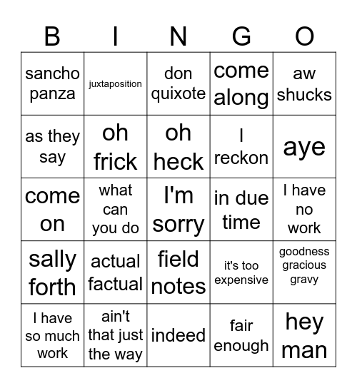 arsh bingo Card