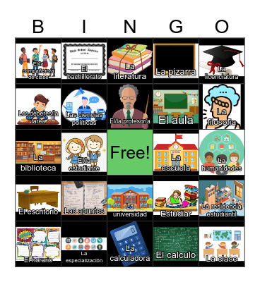 Escuela Loteria Bingo Card