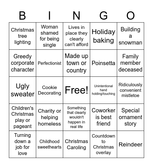 Christmas Movie Bingo Card