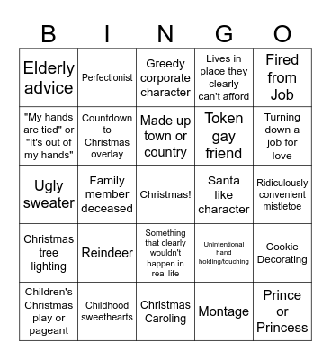 Christmas Movie Bingo Card