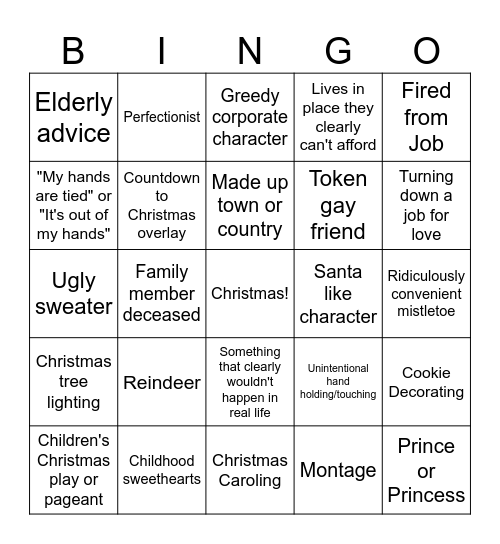 Christmas Movie Bingo Card