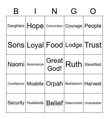 The Faith of Ruth Bingo Card