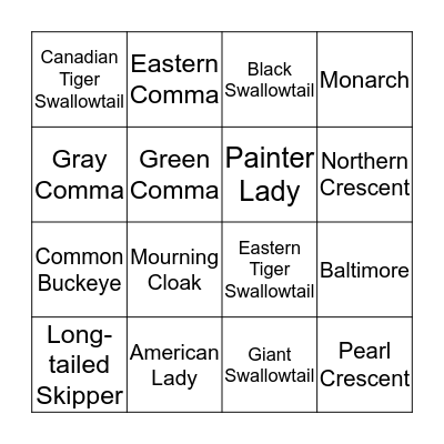 BUTTERFLY  BINGO Card