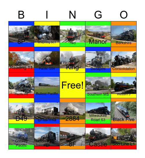 Advanced Steam Locomotive Development Bingo Card