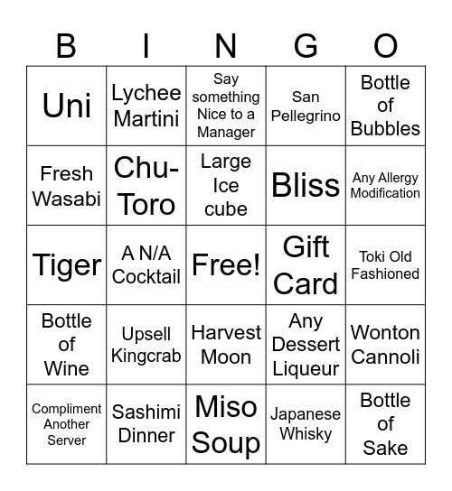 Red Server Bingo Card