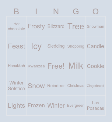 Winter Bingo Card