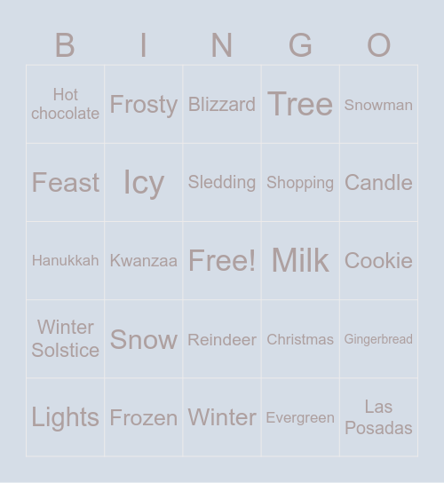 Winter Bingo Card