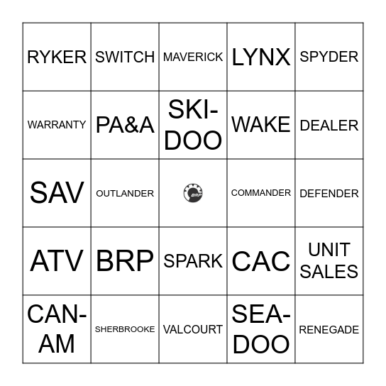 BINGO BRP EDITION Bingo Card