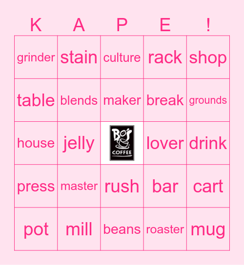 BO's Coffee Bingo Card