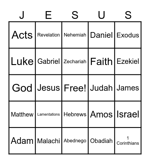 Bible Bingo Card