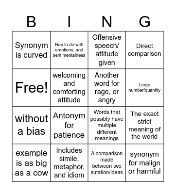 vocab 13 Bingo Card