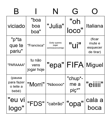 VIZINHO NERVOSA Bingo Card