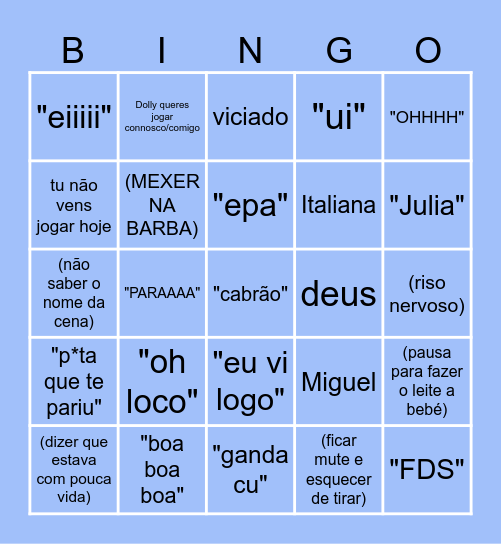 VIZINHO NERVOSA Bingo Card