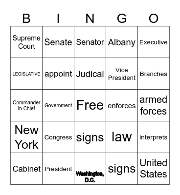 Government Bingo Card