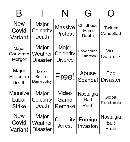 2023 Bingo Card