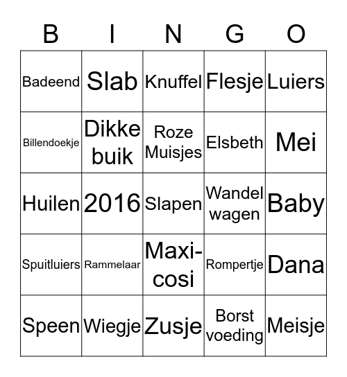 Baby Bingo Card