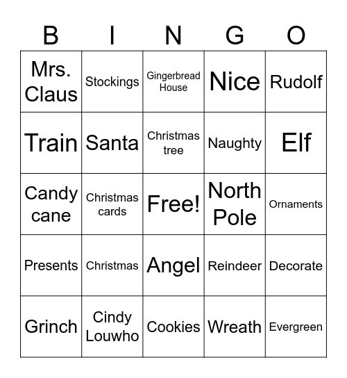 Christmas Bingo Card