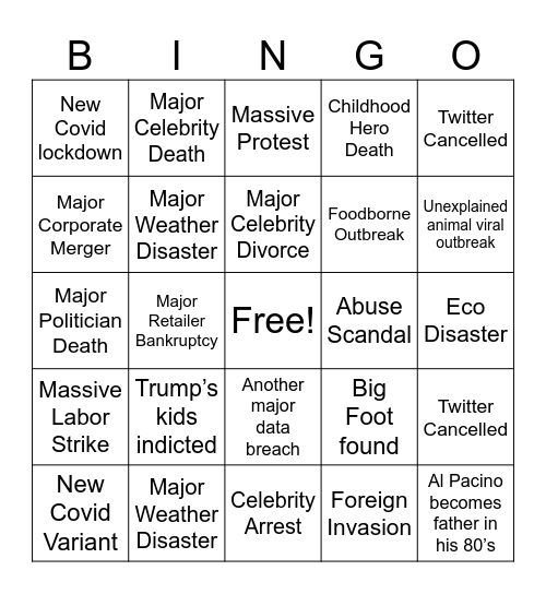 2023 Bingo Card