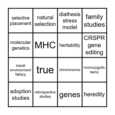 Genetics Bingo Card