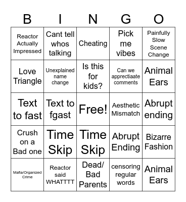 Gatcha Bingo Card