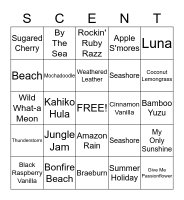 SCENT Bingo Card