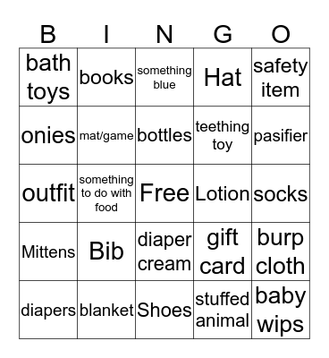 Baby Bingo Card