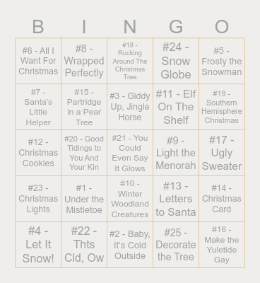 Bauble Bingo 2023 Bingo Card