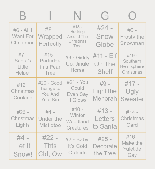 Bauble Bingo 2023 Bingo Card