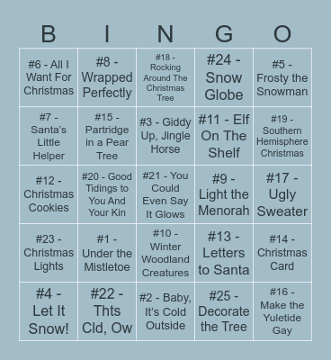 BAUBLE BINGO Card