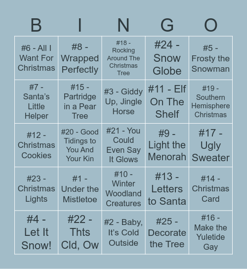 BAUBLE BINGO Card