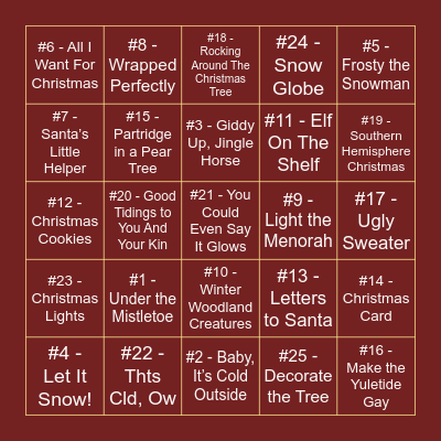 BAUBLE BINGO Card