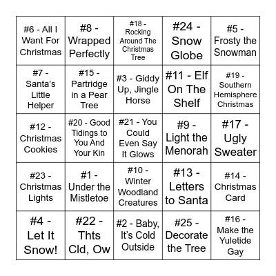 BAUBLE BINGO Card