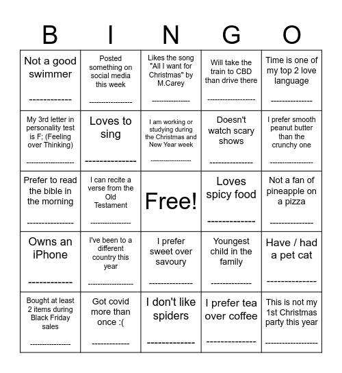 Connect Bingo Card