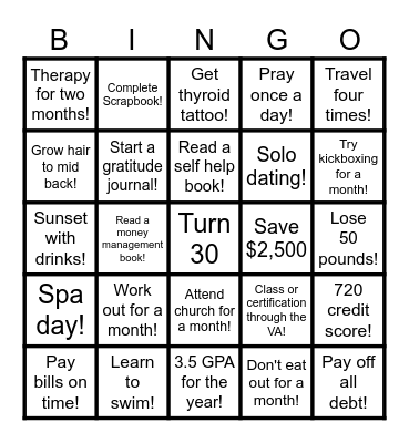2024 Bucket List Bingo Card