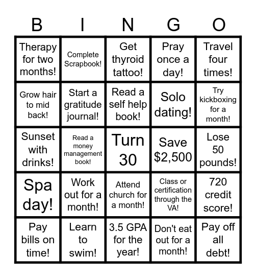 2024 Bucket List Bingo Card