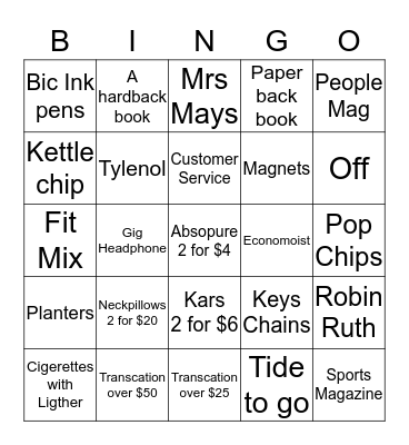 Shellis Bingo Card