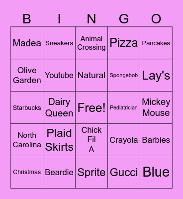 Abby's Barbie and Ken Bingo Card