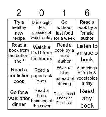 Exercise Your Mind Read...Book Bingo Card