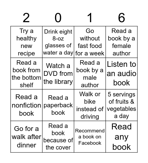 Exercise Your Mind Read...Book Bingo Card