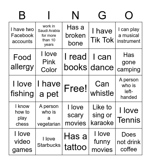 Diversity Bingo Card