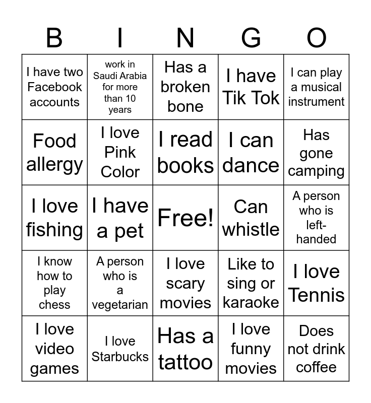 Diversity Bingo Card